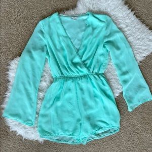 Charlotte Russe Tiffany Blue Aqua Colored Romper